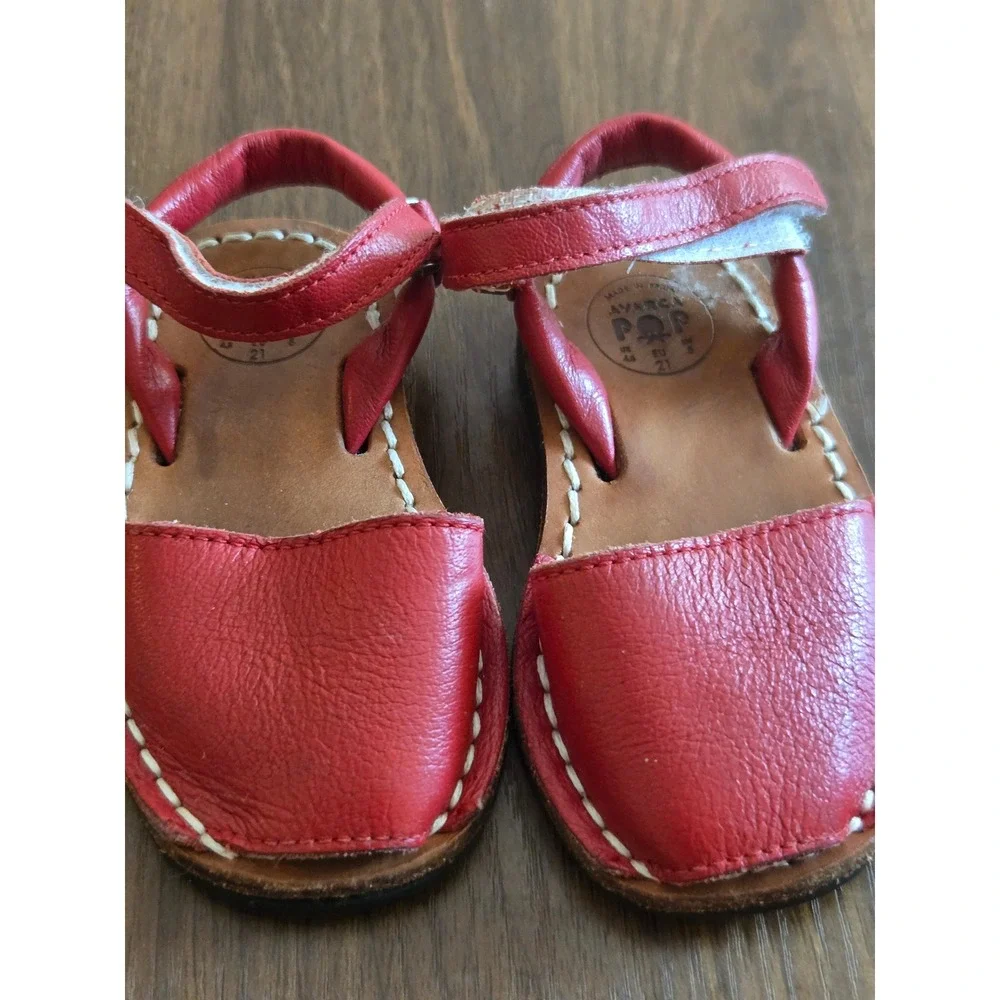 Avarca POP Toddler Red Leather Spanish Sandals Size EU 21 US 5 Handcrafted Spain